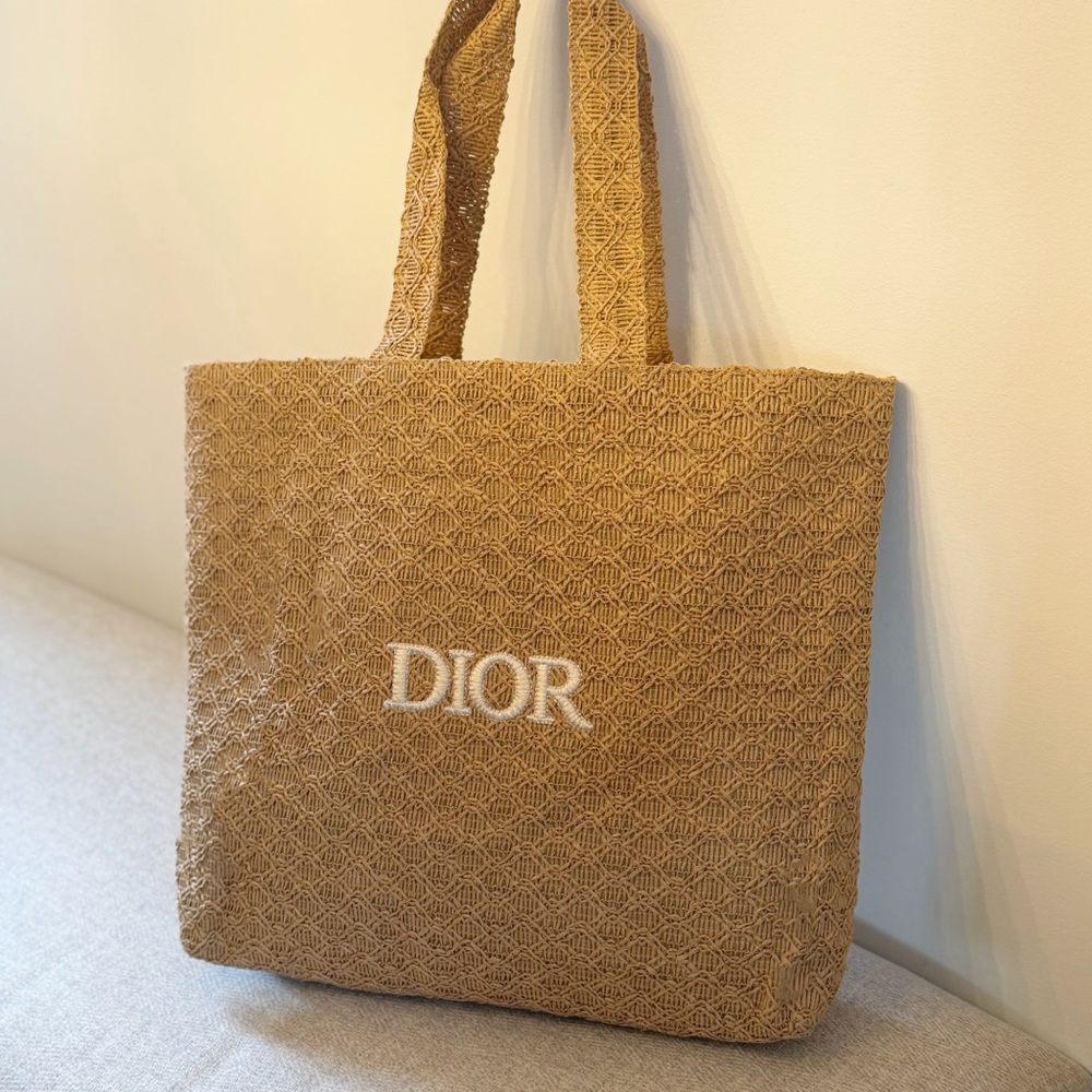 Dior Beauty Raffia Straw Tote